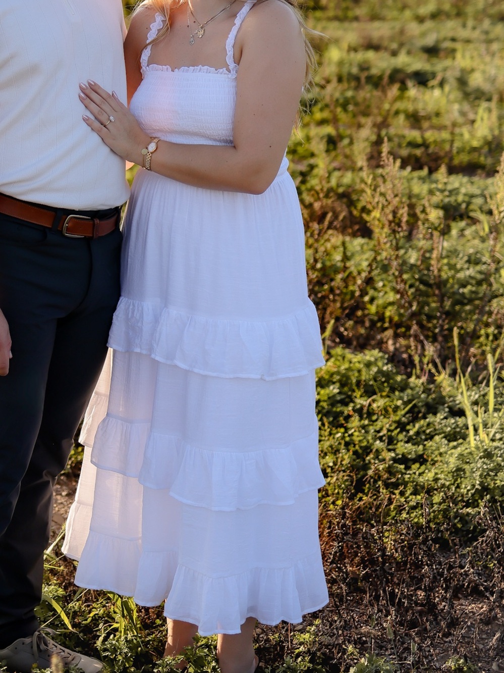White Tiered Sundress - Lightweight Summer Maxi